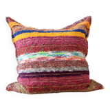 Housse de pouf artisanal en coton recyclé tissé main