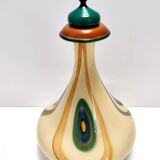 Beige Encased and Hand-blown Glass Decanter Bottle, Italy