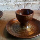 Four pyrite stoneware shells