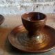 Four pyrite stoneware shells