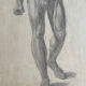 Tableau dessin ancien homme écorché Anatomie XVIIIe