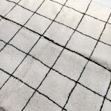 Moroccan Berber carpet blessed ouarain ecru with black checkers 315x202cm