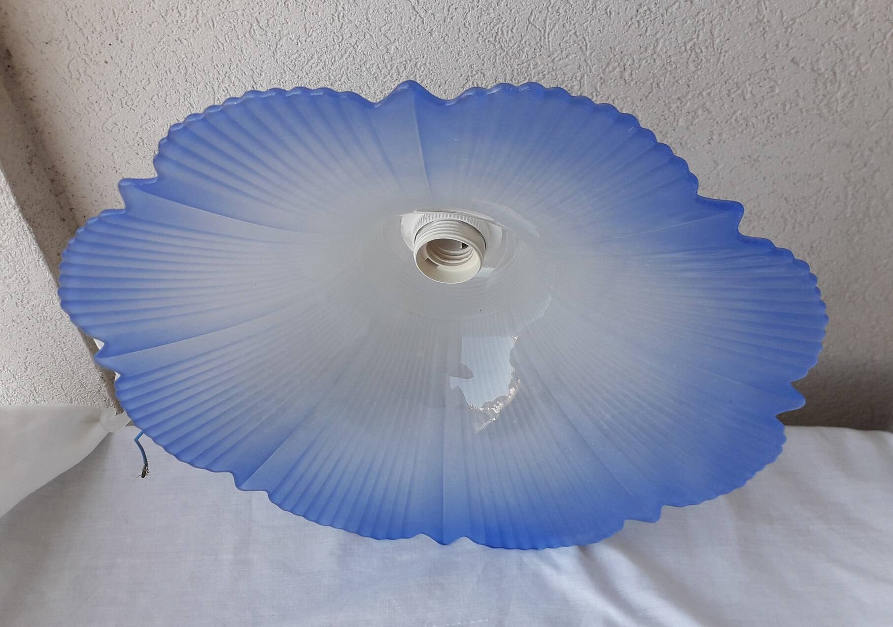 Blue glass pendant light