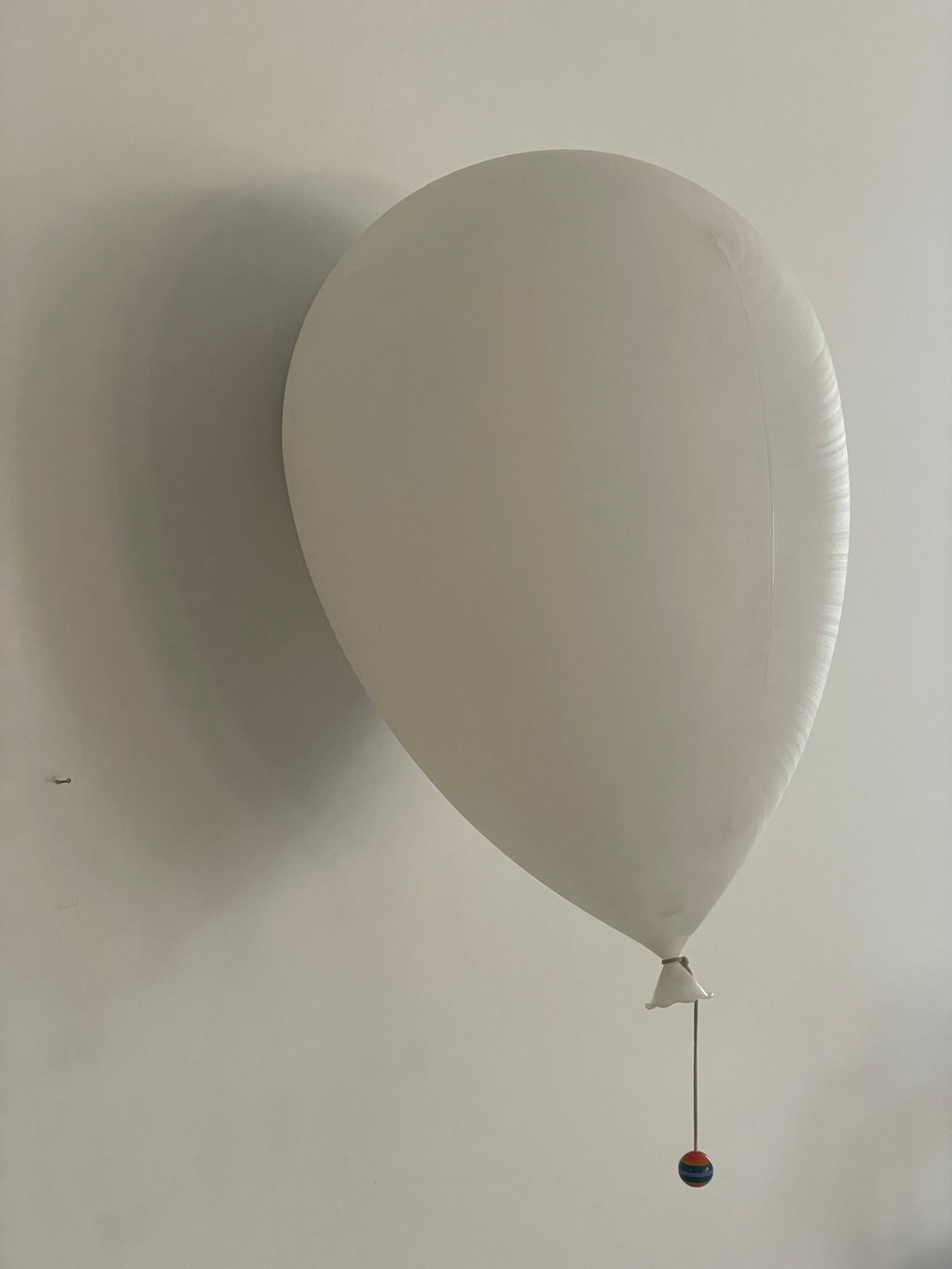 Large white plastic balloon wall light by Yves Christin for BILUMEN, 1970s, Italy.