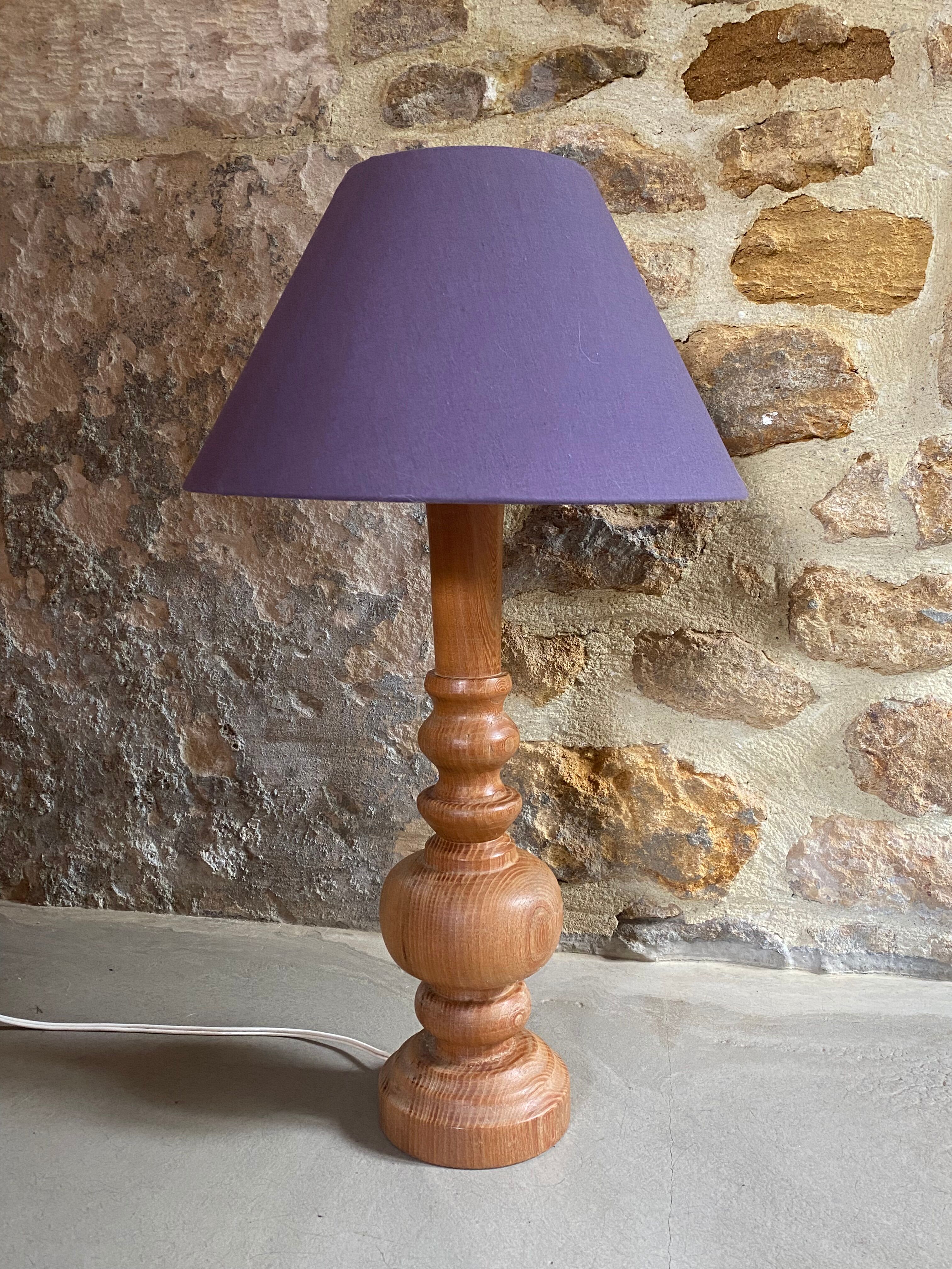 Wooden lamp foot turned vintage 1970