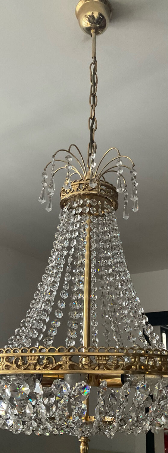 Bronze hot air balloon chandelier and crystal tassels