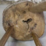 Brutalist bar stool in elm wood
