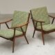 Paire de fauteuils boomerang vert fleur Antonin Suman pour Ton (Thonet)