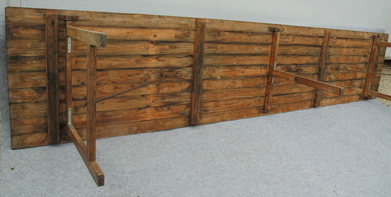 Old farm table folding metal & wood of the early twentieth