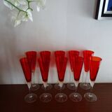 10 flutes a champagne vintage en verre rouge rubis