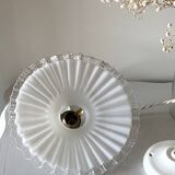 Pleated opaline pendant light