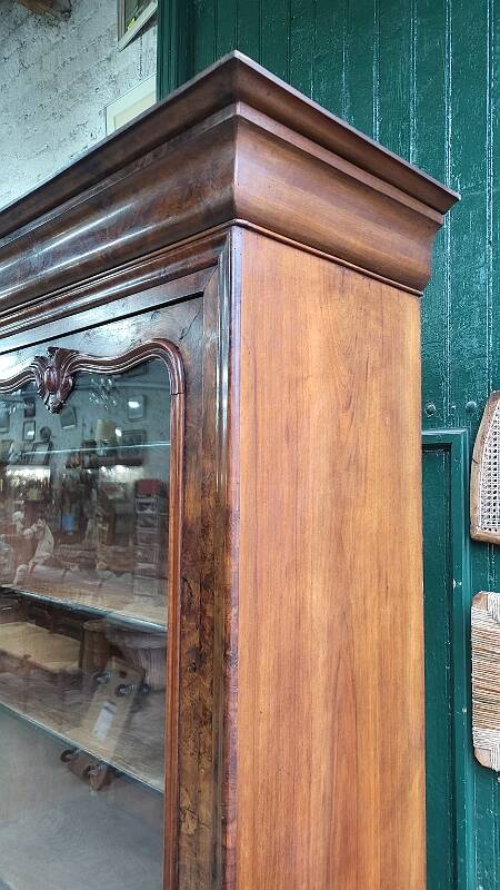 19th Century Walnut Library Display Cabinet with 1 Door