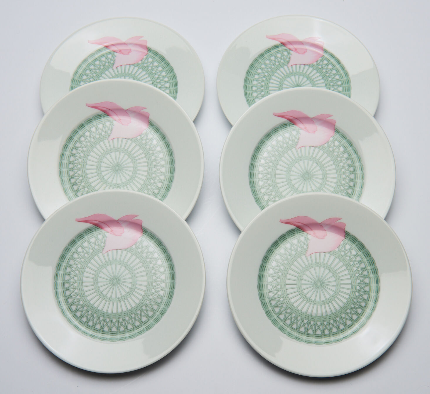 6 dessert plates Hermès Peonies 16 cm