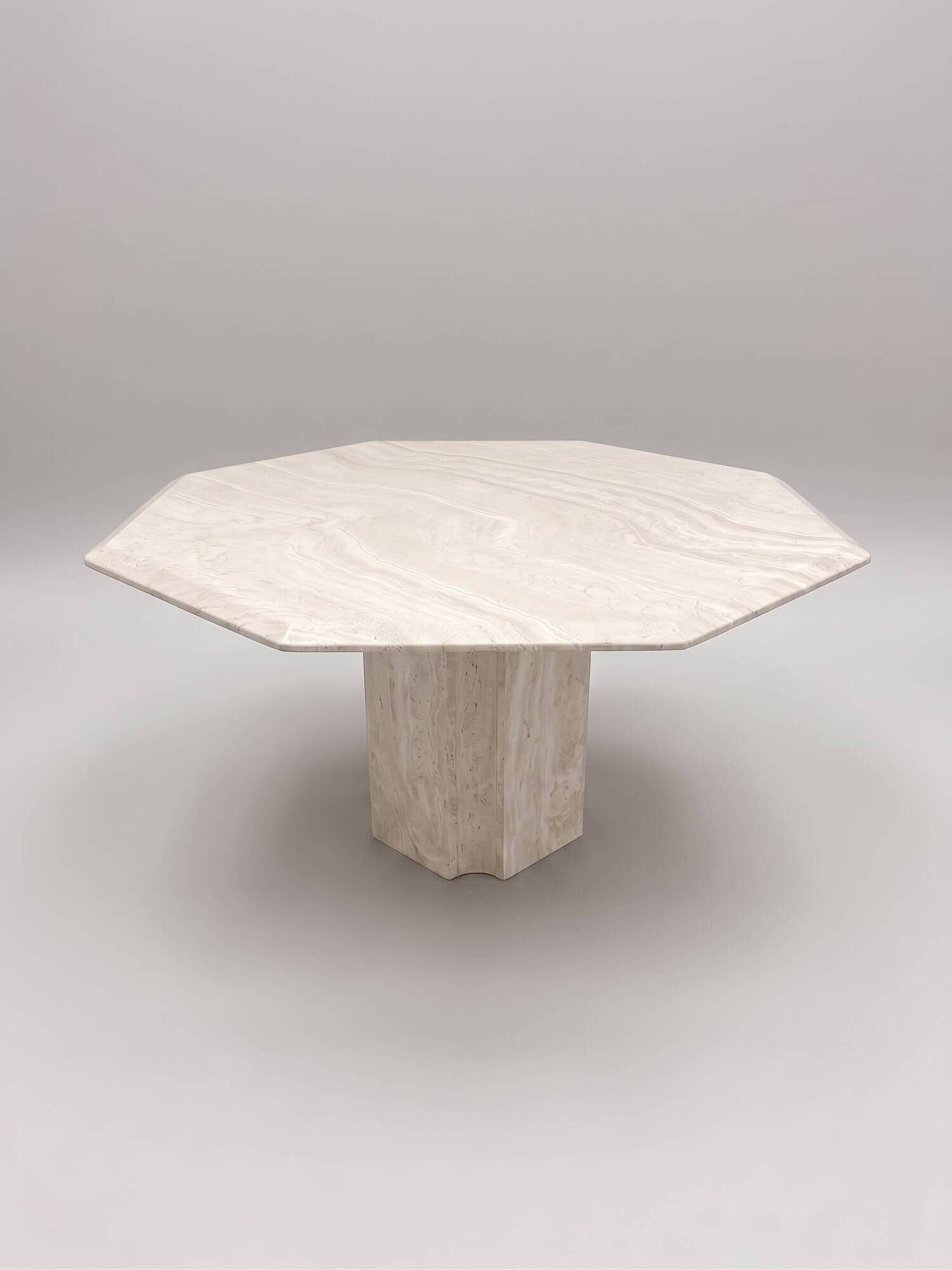 Table à manger octogonal 6 personnes par Artelano — Travertin massif