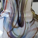 Blown Art glass ball vase from Murano/Italy. Decor swirls of smoke/polychrome waves. Dimensions 20 x 15 cm