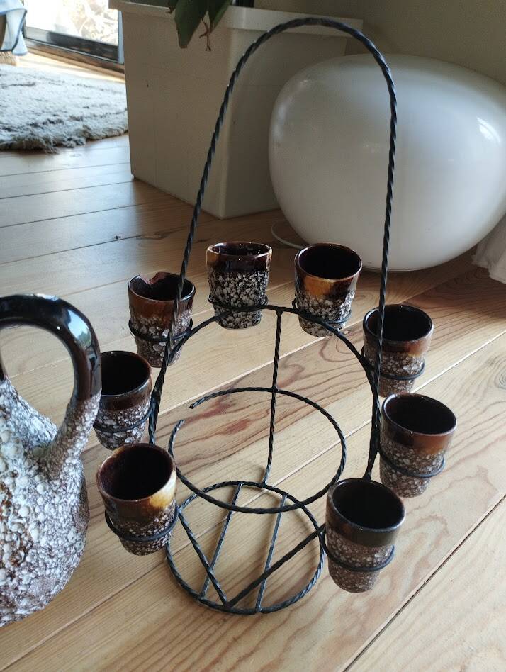 Vintage liqueur service signed Vallauris