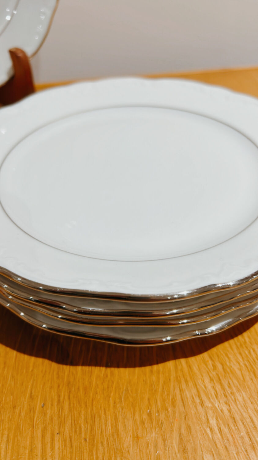 Five Bavaria silver edging dessert plates
