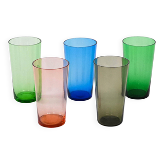 Set of coloured glasses, Finnish design, 1950s, designer: Tapio Wirkkala