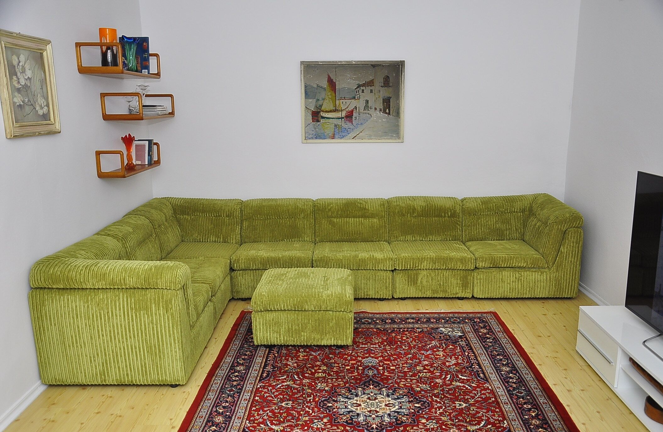 Mid-century corduroy modular sofa, 1970s