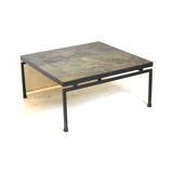 Vintage slate Brutalist coffee table in the style of P. Kingma made in the 1970s