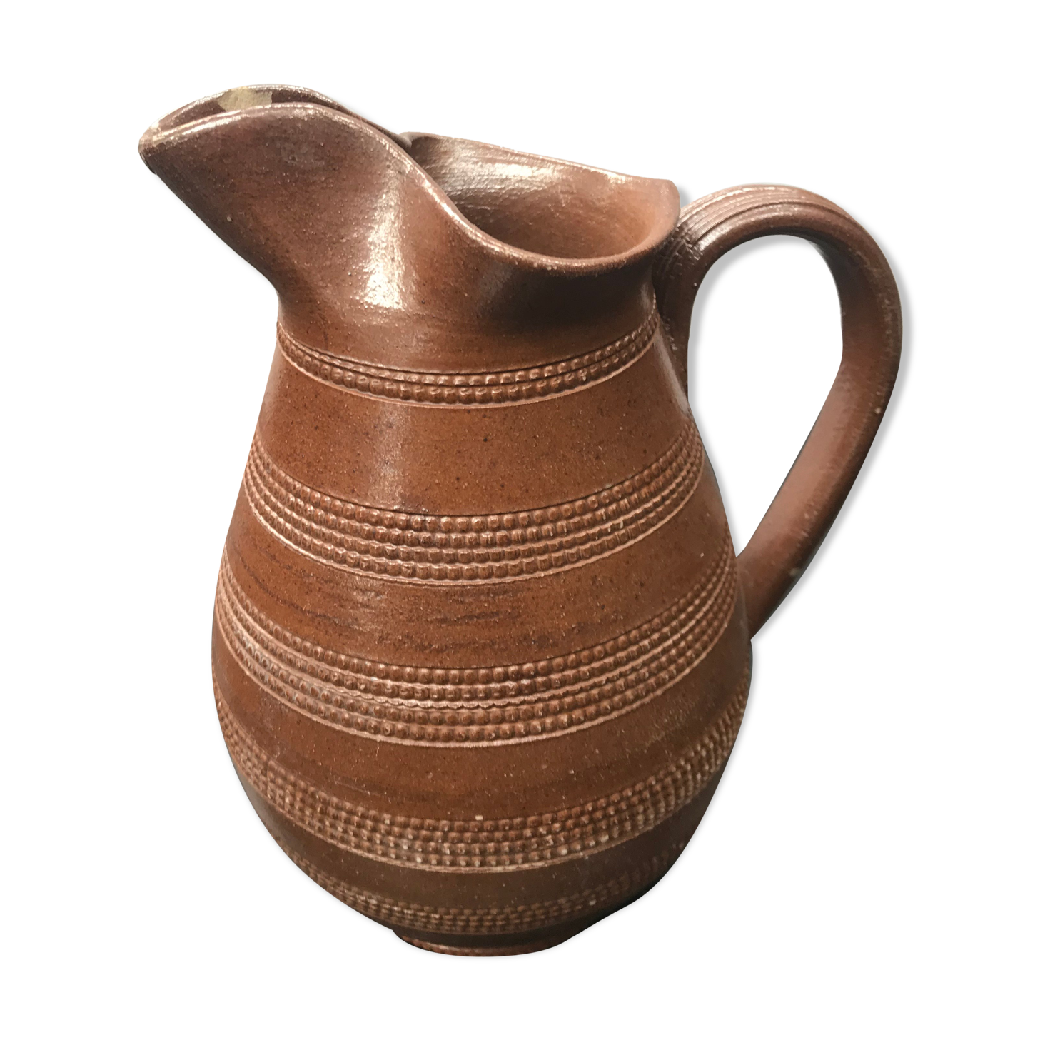 Former Pitcher Brown Sandstone Light Ciselé 70s Vintage