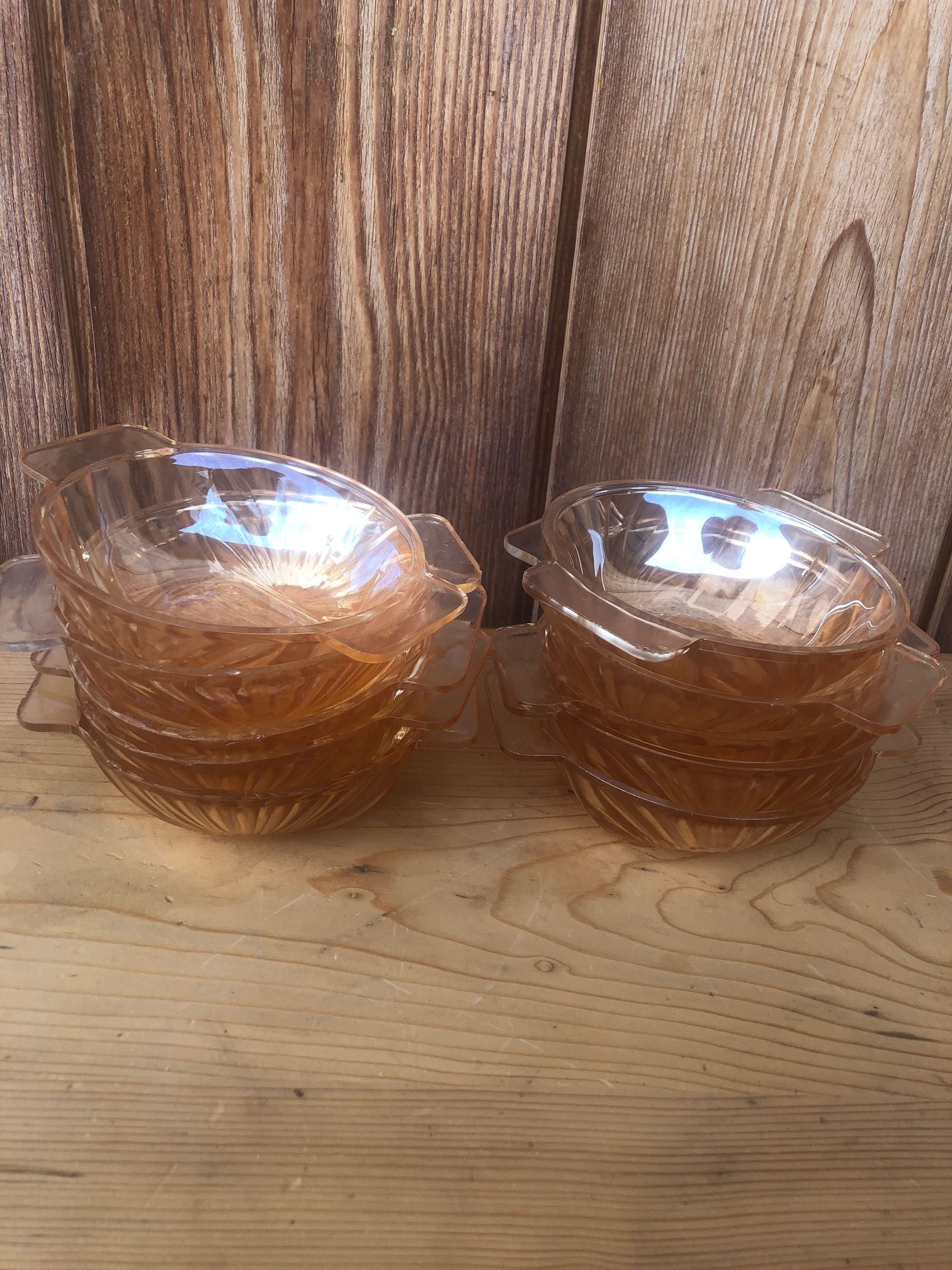 Huilor green cross cups stamped underneath. Very beautiful iridescent color as new