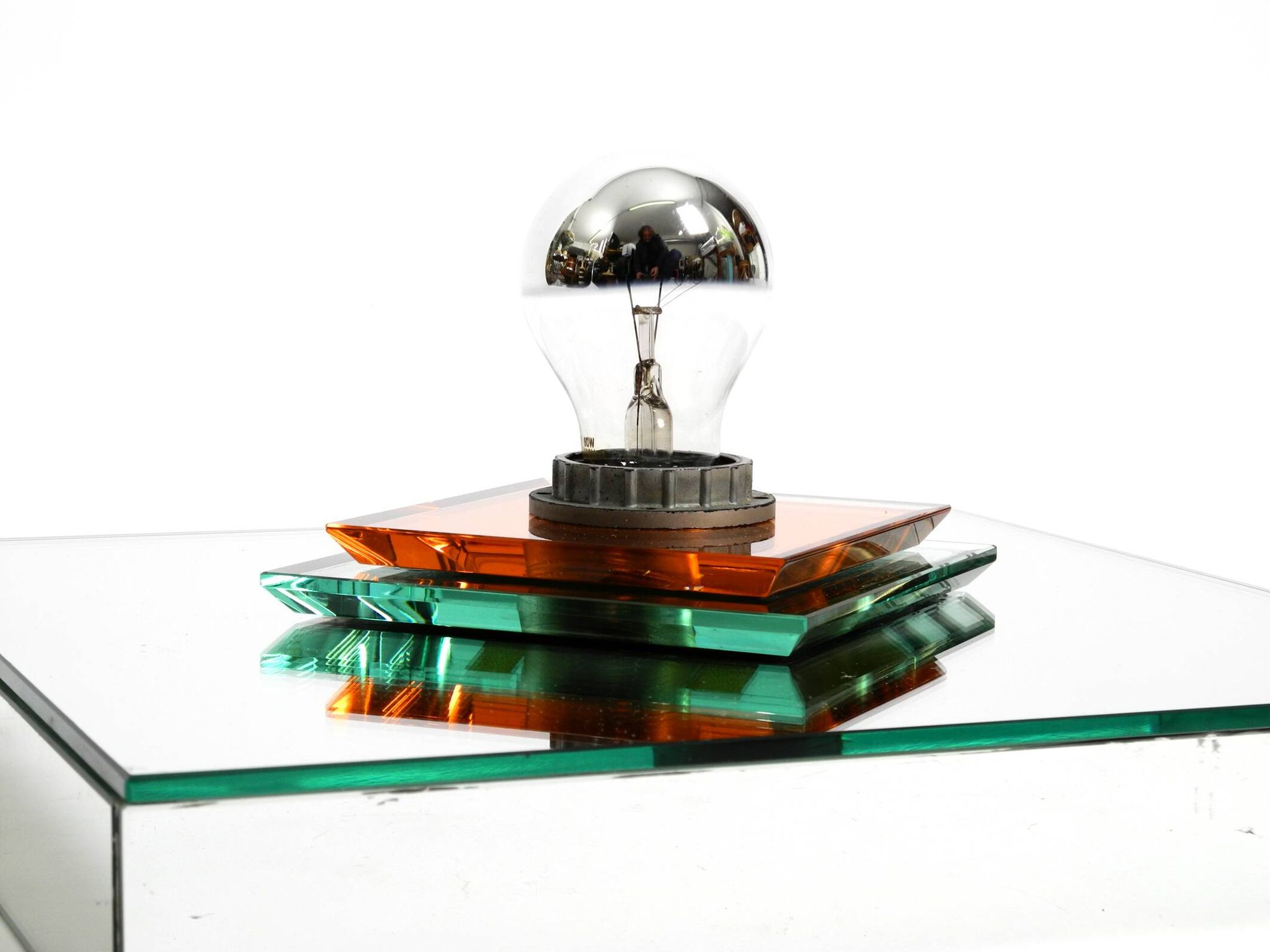 Stunning  large 1980s Italian mirror ceiling lamp in Postmodern design