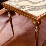A mid-century marble top and brass frame coffee and cocktail table, circa 1960s