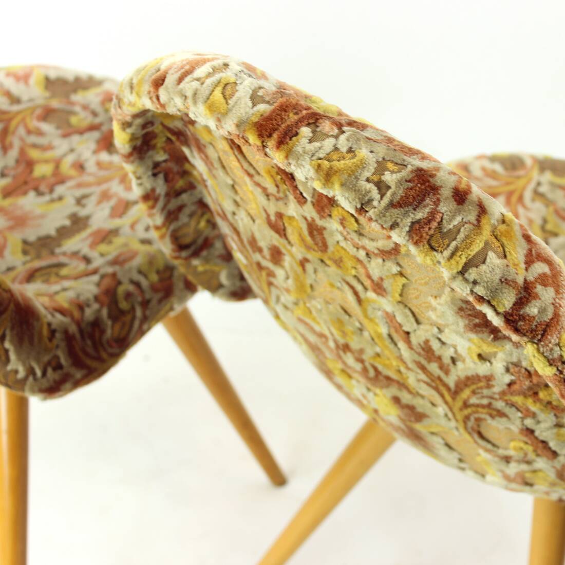 Midcentury Shell Chair By Miroslav Navratil In Original Velvet, Czechoslova