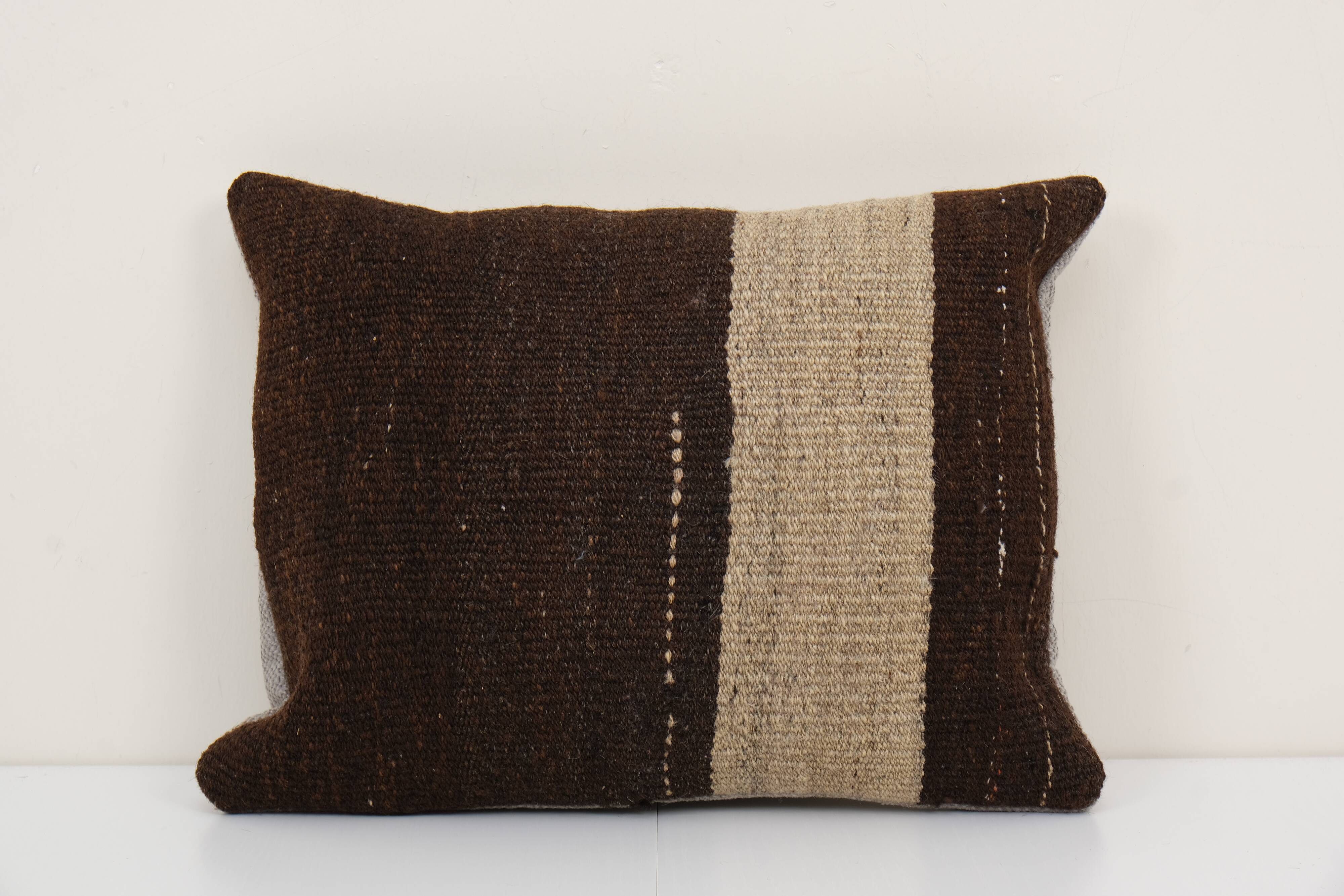 12" x 14" ethnic goat hair lumbar kilim pillow cover from anatolian, organic pillow cover, bohemian