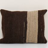 12" x 14" ethnic goat hair lumbar kilim pillow cover from anatolian, organic pillow cover, bohemian