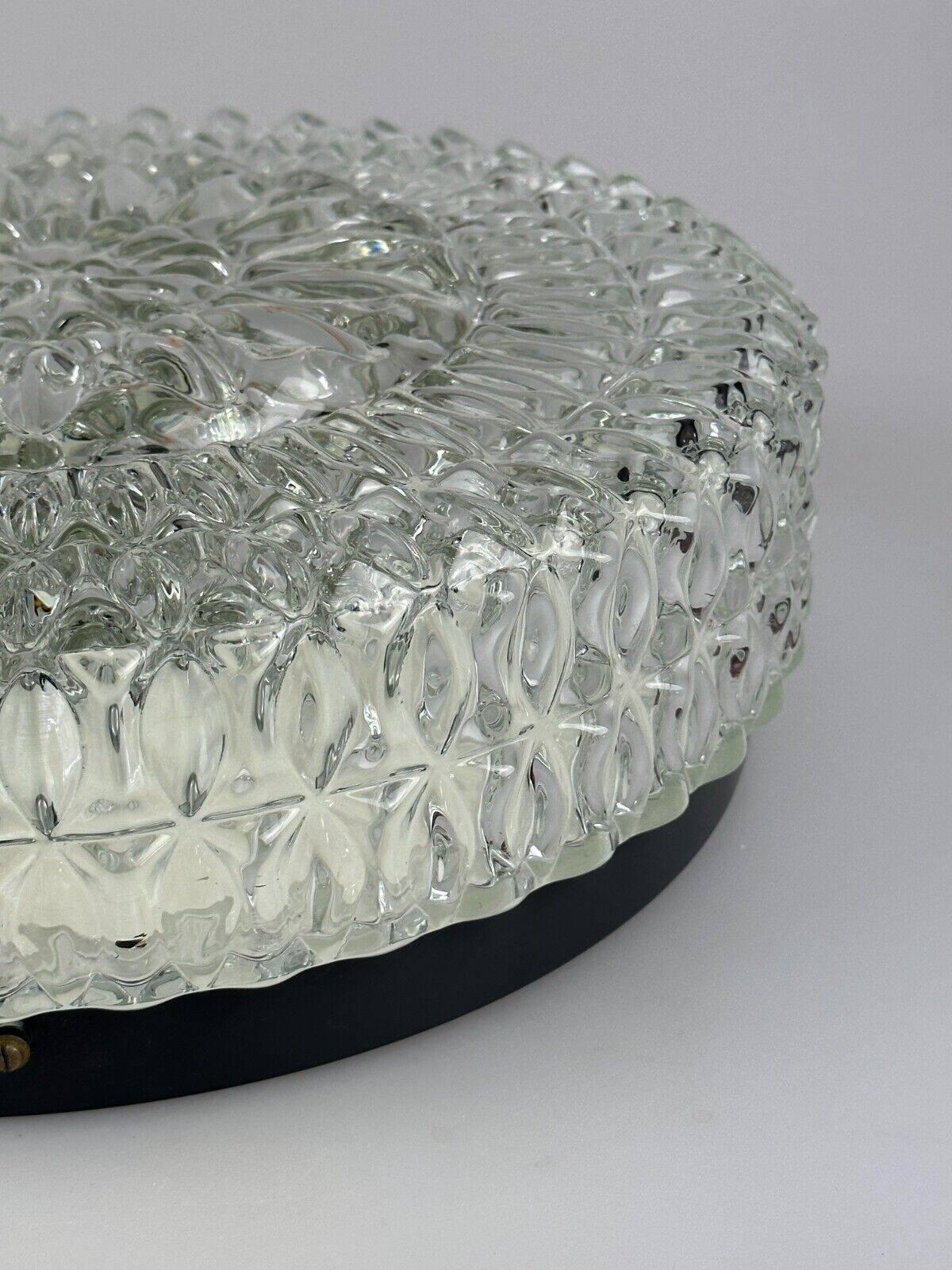 60s 70s ceiling lamp Hustadt Leuchten Germany Plafoniere glass & metal