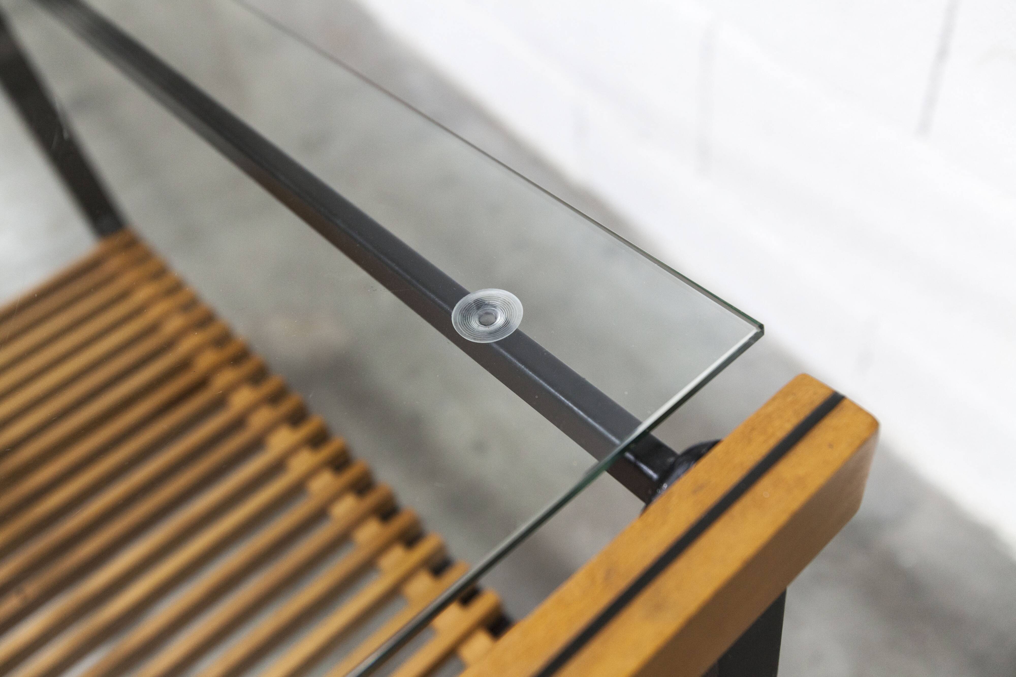 1960s serving cart, hi-fi cabinet on casters, teak, black metal, glass