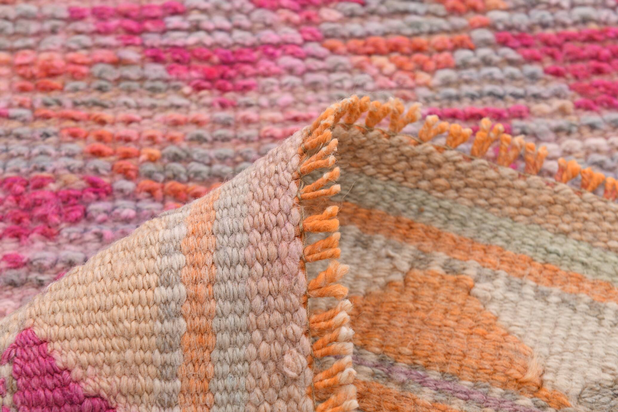 Soft Pink Oriental Turkish Runner Rug, 75x357Cm