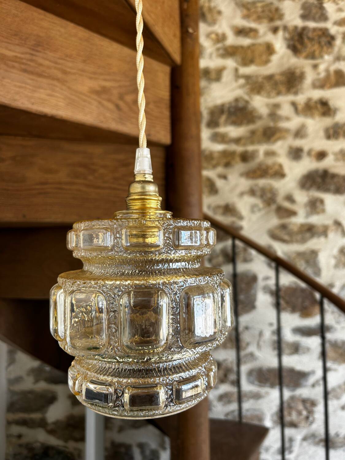 Modern glass globe pendant light from the 60s