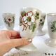 5 vintage stoneware Mazagrans with floral pattern Made in Korea 1980