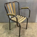 Fauteuil industriel en métal et bois