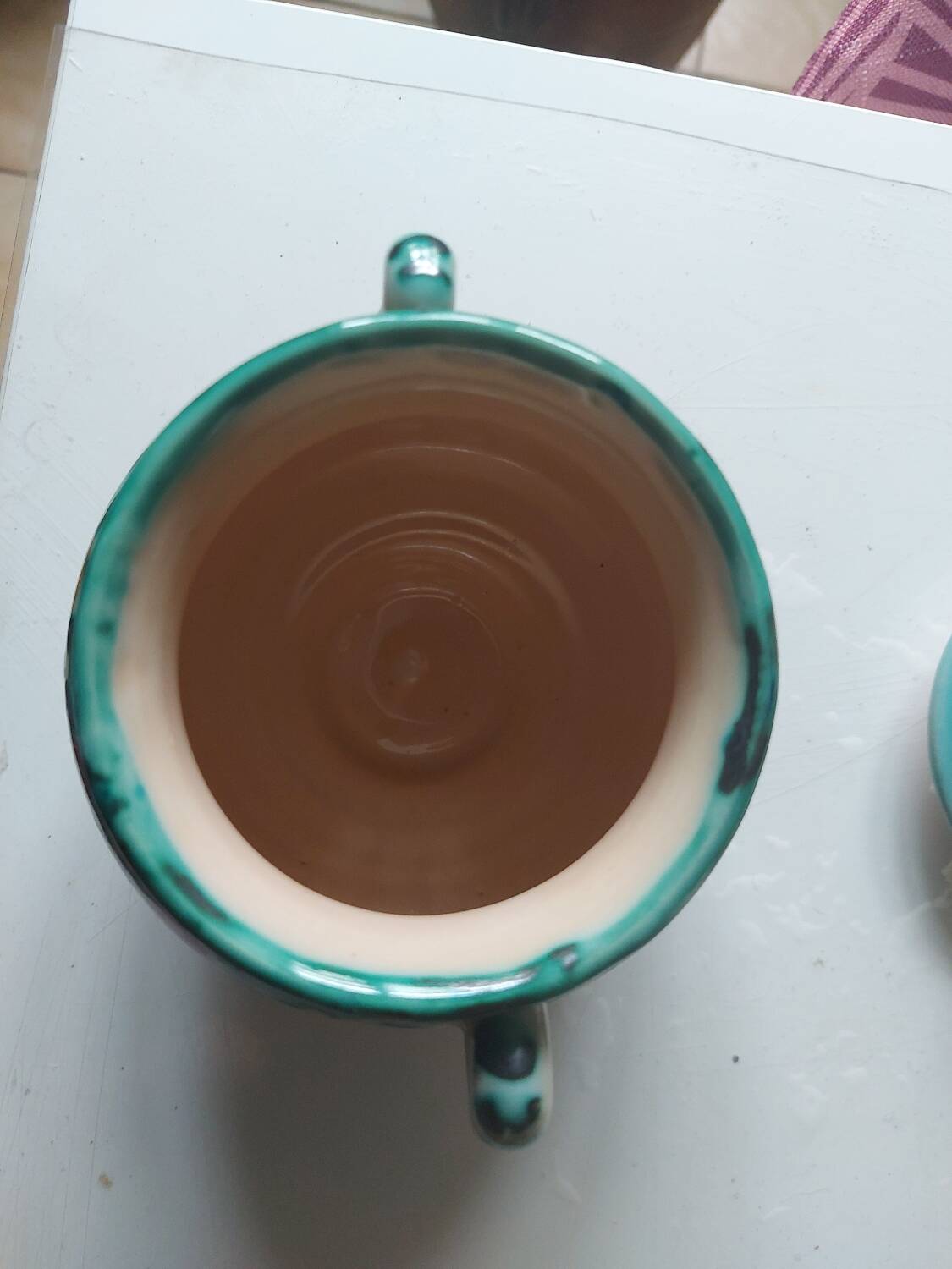 Vintage earthenware sugar bowl signed