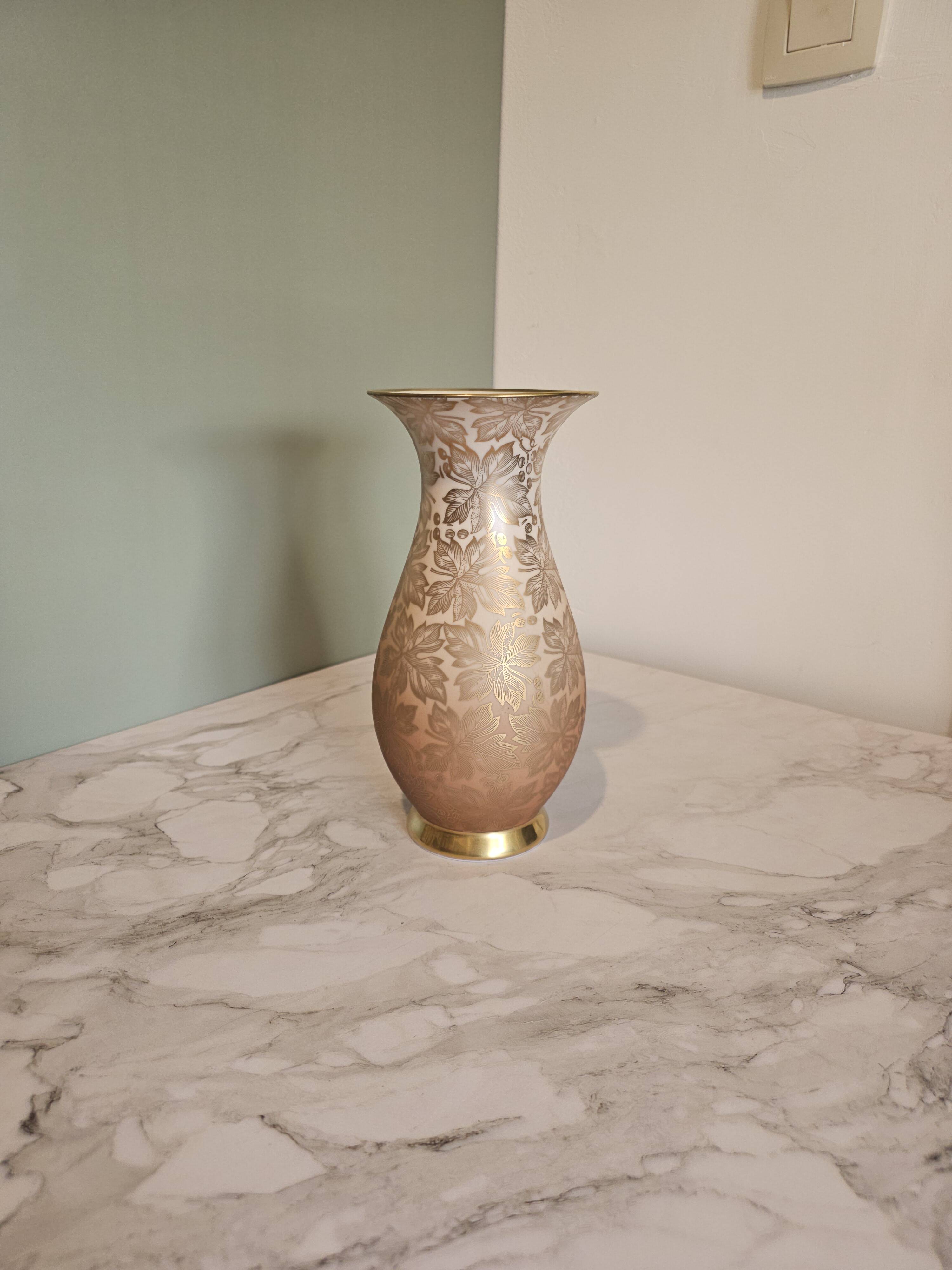 Porcelain vase with golden floral decoration by Johann Seltmann