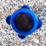 Blue glazed terracotta strawberry pot