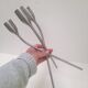 Large tripod candlestick in brushed aluminium