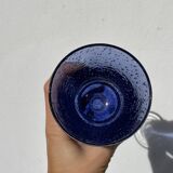 Set of 5 blue bubble stemmed glasses