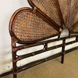 Rosette headboard in vintage rattan and canework