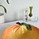 Large vintage salad bowl slip apple shape hand painted earthenware