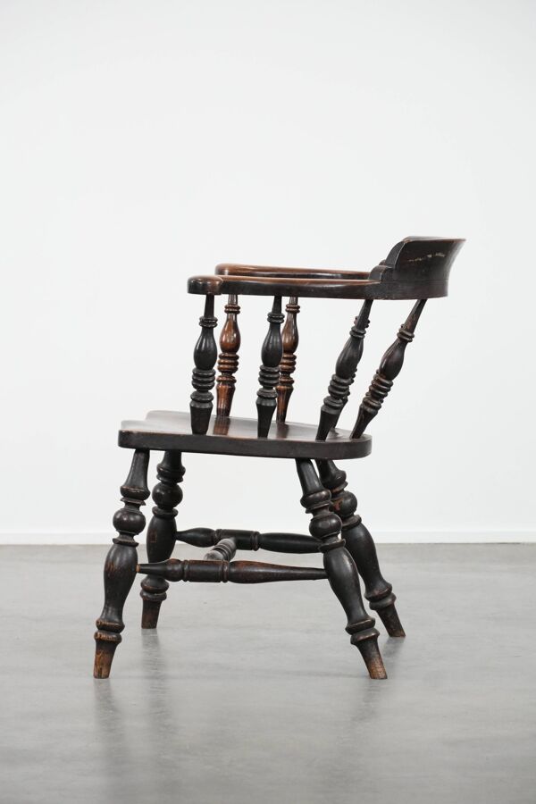 Chaise de capitaine anglaise antique / chaise de bureau du début du 19e siècle