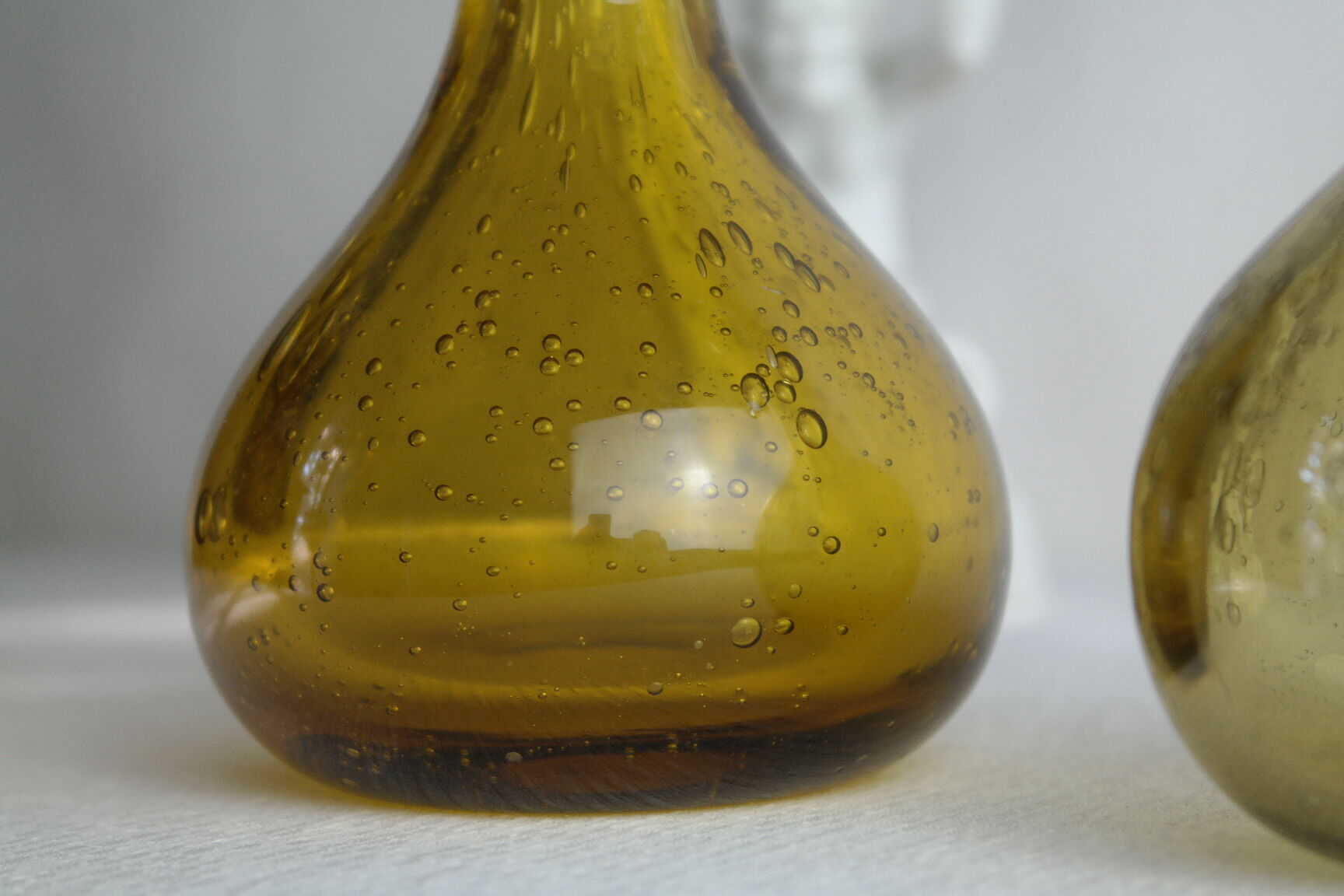 Pair of vintage biot bubbled blown glass soliflores