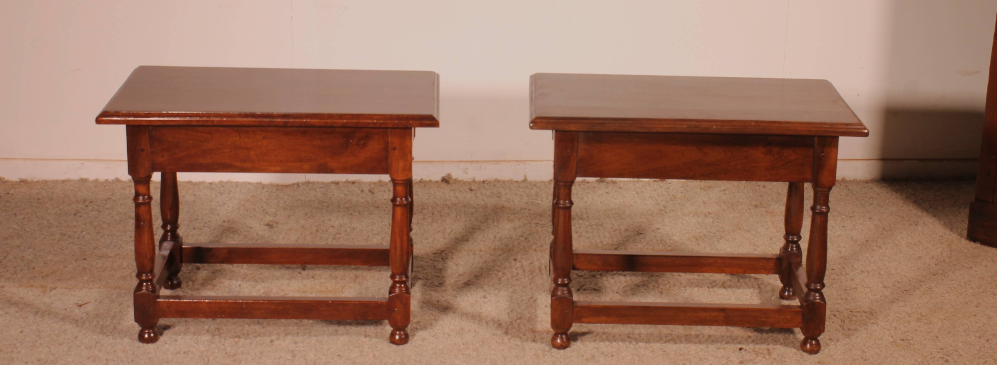 pair of Spanish walnut bedside tables or side tables
