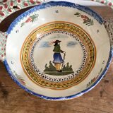 Fruit bowl, bird head handle HB Quimper Breton earthenware