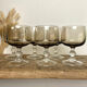 6 vintage smoked stemmed glasses