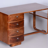Art deco walnut writing desk designed by Jindrich Halabala, Czechia, 1920s